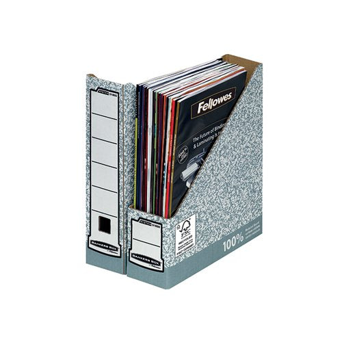 FELLOWES BANKERS BOX PREM MAGAZINE FILE GREY/WHITE (PACK OF 10) 186004