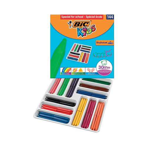 BIC KIDS PLASTIDECOR TRIANGLE CRAYONS ASSORTED (PACK OF 144) 887833