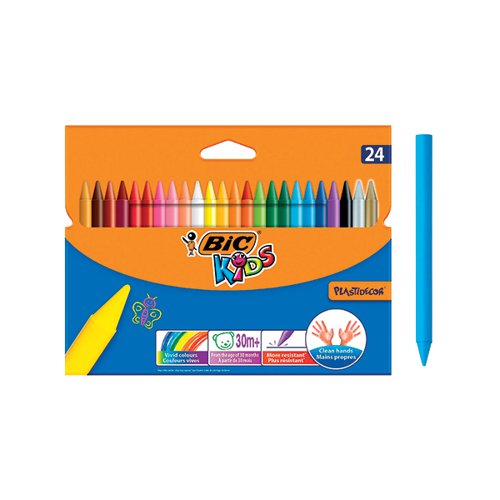 BIC PLASTIDECOR CRAYONS ASSORTED PACK OF 24 8297721