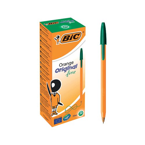 BIC ORANGE FINE BALLPOINT PEN GREEN (PACK OF 20) 1199110113