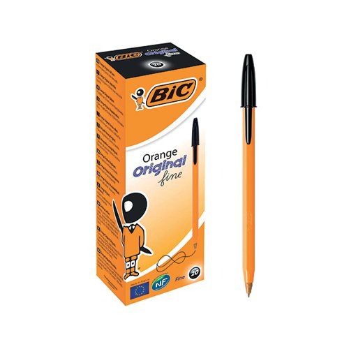 BIC ORANGE FINE BALLPOINT PEN BLACK (20 PACK) 1199110114