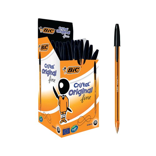 BIC CRISTAL FINE BALLPOINT PEN BLACK (PACK OF 50) 872731