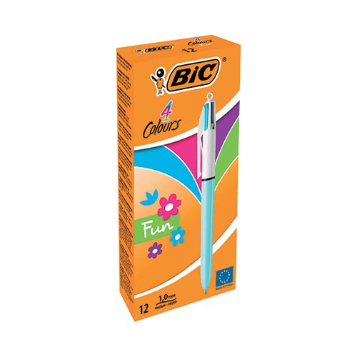 BIC 4 COLOURS FUN RETRACTABLE BALLPOINT PEN (12 PACK) 887777