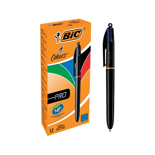 BIC 4 COLOURS PRO RETRACTABLE BALLPOINT PEN (12 PACK) 902129