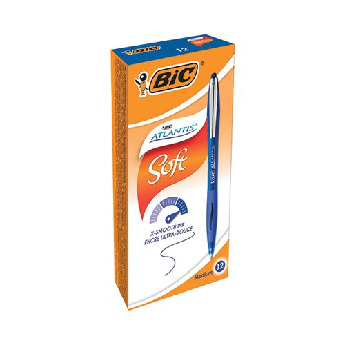 BIC ATLANTIS PREMIUM BALLPOINT PEN MEDIUM BLUE (PACK OF 12)