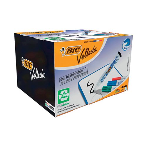 BIC VELLEDA 1701 DRYWIPE MARKER ASSORTED (PACK OF 48) 927259