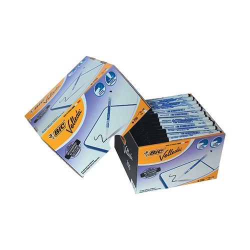 BIC VELLEDA 1721 DRYWIPE MARKER FINE TIP BLACK (PACK OF 200)