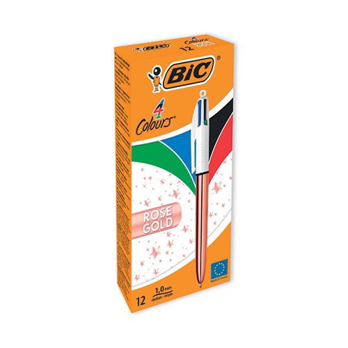 BIC 4 COLOURS RETRACTABLE BALLPOINT PEN ROSE GOLD (PACK OF 1