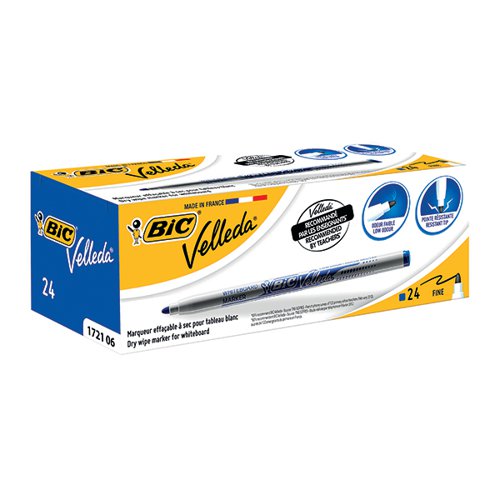 BIC VELLEDA 1721 WHITEBOARD MARKER FINE BLUE (PACK OF 24) 84