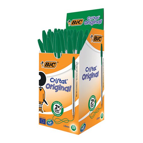 BIC CRISTAL BALLPOINT PEN MEDIUM GREEN (50 PACK) 8373629