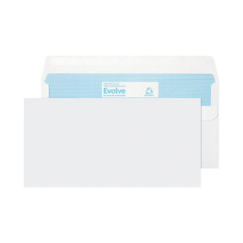 EVOLVE DL ENVELOPE RECYCLED WALLET SELF SEAL 90GSM WHITE (PA