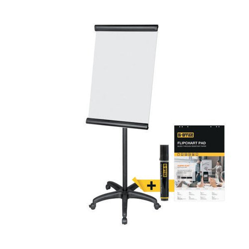 BI-OFFICE FRAMELESS MOBILE FLIPCHART EASEL 900X600MM EA67001