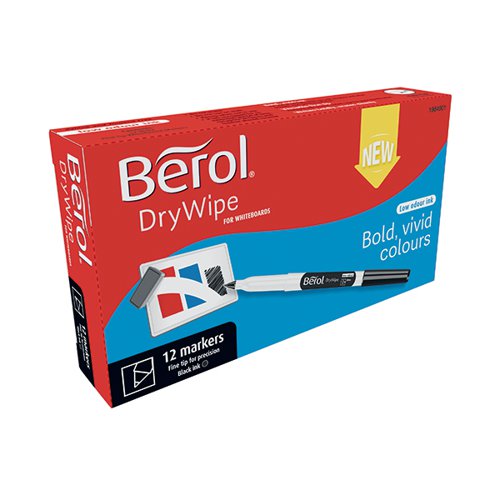 BEROL DRYWIPE PEN FINE BLACK (12 PACK) 1984901