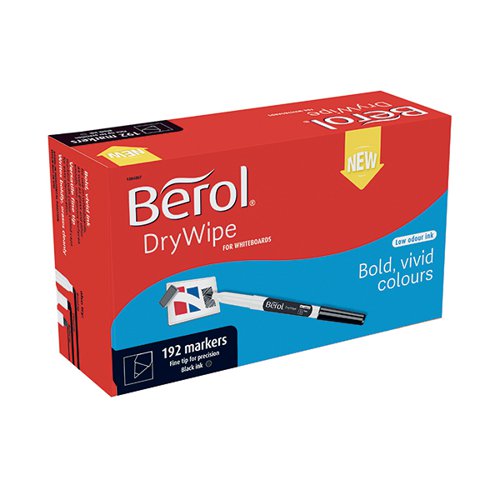 BEROL DRYWIPE MARKER FINE BLACK (PACK OF 192) 1984905