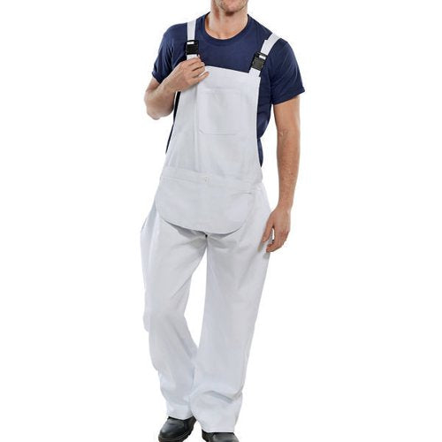 BEESWIFT BIB AND BRACES COTTON DRILL WHITE 36 CDBBW36