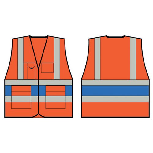 BEESWIFT HIGH VISIBILITY EXECUTIVE VEST ORANGE/ROYAL BLUE 2X