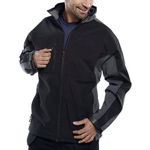 BEESWIFT SOFT SHELL JACKET BLACK/GREY S SSJTTBLGYS
