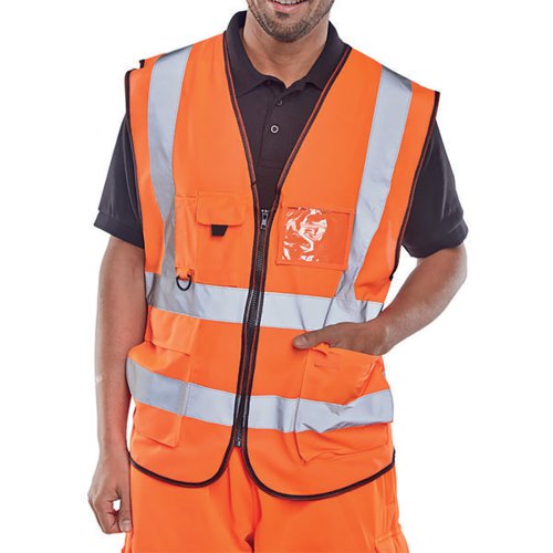 BEESWIFT EXECUTIVE HIGH VISIBILITY WAISTCOAT ORANGE XL WCENG