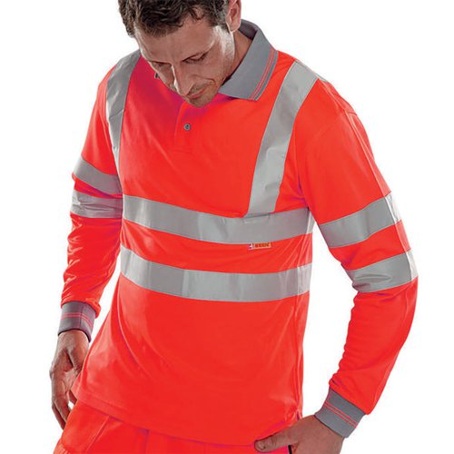 BEESWIFT HI VISIBILITY LONG SLEEVE POLO SHIRT RED 3XL BPKSLS