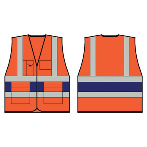 BEESWIFT HIGH VISIBILITY EXECUTIVE VEST ORANGE/NAVY BLUE 2XL