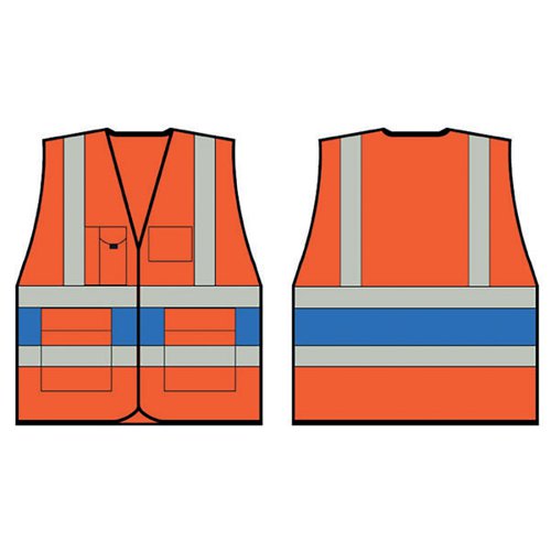 BEESWIFT HIGH VISIBILITY EXECUTIVE VEST ORANGE/ROYAL BLUE 3X