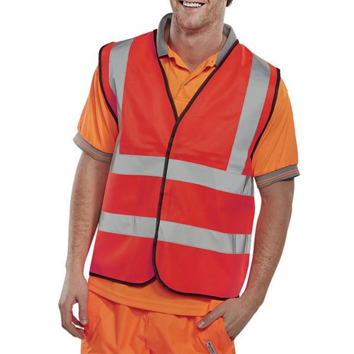 BEESWIFT HIGH VISIBILITY WAISTCOAT FULL APP G RED XS WCENGRE