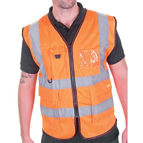 BEESWIFT EXECUTIVE MESH WAISTCOAT ORANGE S HVMWEXECORS