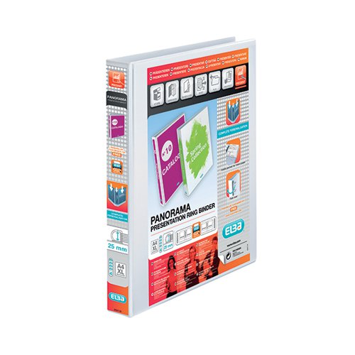 ELBA PANORAMA 25MM 4 D-RING PRESENTATION BINDER A4 WHITE (10