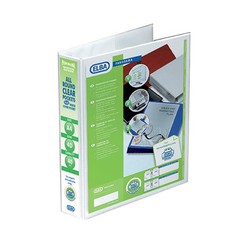 ELBA PANORAMA 40MM 4 D-RING PRESENTATION BINDER A4 WHITE (10