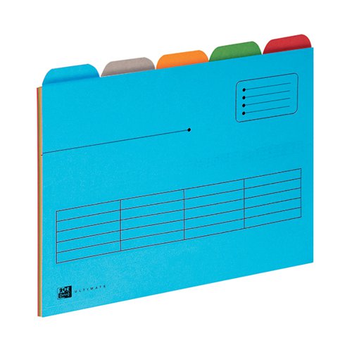 OXFORD 5 TABBED FOLDER A4 ASSORTED (5 PACK) 100330160