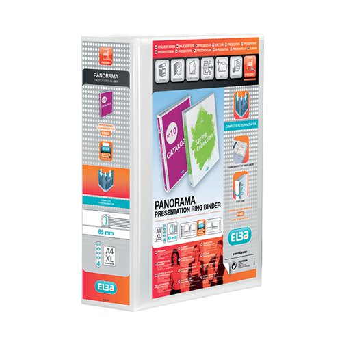 ELBA PANORAMA 65MM 4 D-RING BINDER A4+ WHITE (10 PACK) 40000
