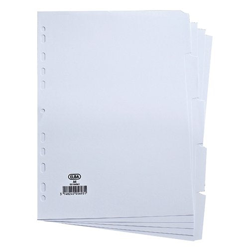 ELBA 5-PART DIVIDER 160GSM MANILLA MULTIPUNCHED A4 WHITE 100