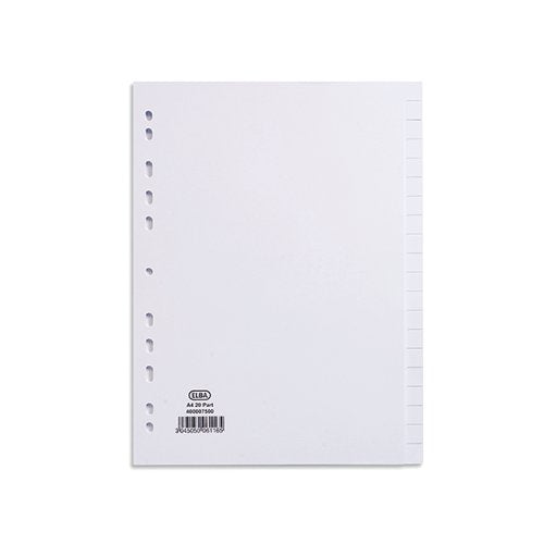 ELBA 20-PART DIVIDER 160GSM MULTIPUNCHED A4 WHITE 400007500