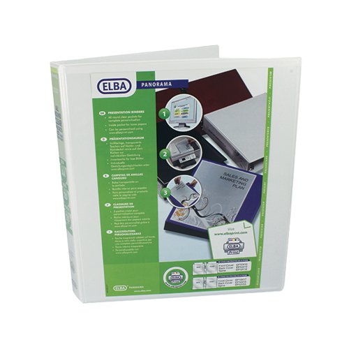 ELBA PANORAMA 25MM 2 D-RING PRESENTATION BINDER A4 WHITE (6