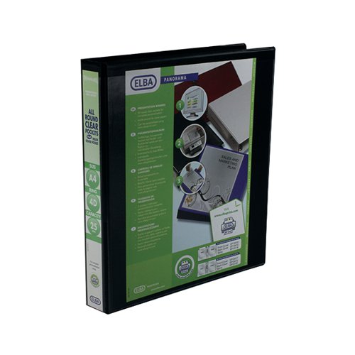 ELBA PANORAMA 25MM 4 D-RING PRESENTATION BINDER A4 BLACK (6