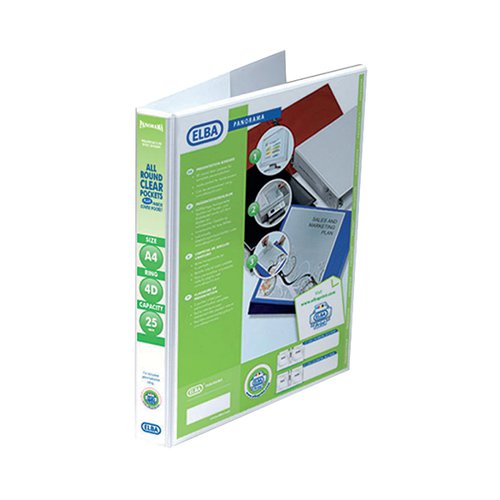 ELBA PANORAMA 25MM 4 D-RING PRESENTATION BINDER A4 WHITE 400