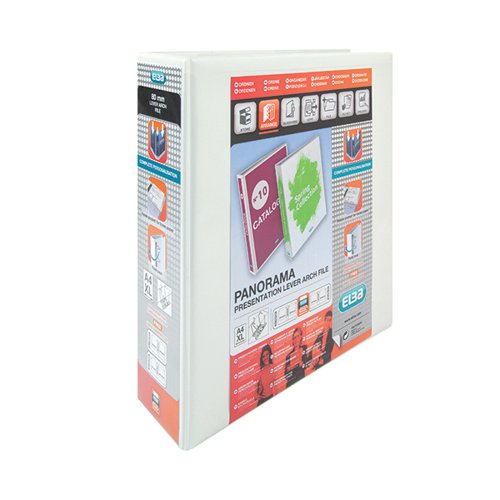 ELBA PANORAMA 56MM PRESENTATION LEVER ARCH FILE A4 WHITE (PA