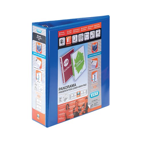 ELBA PANORAMA 65MM PRESENTATION LEVER ARCH FILE A4 BLUE (5 P