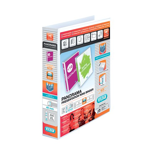 ELBA PANORAMA 40MM 2 D-RING PRESENTATION BINDER A4 WHITE (6