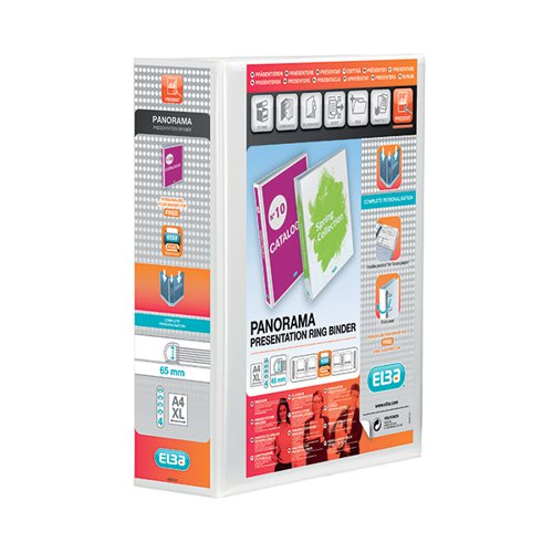 ELBA PANORAMA 65MM 4 D-RING PRESENTATION BINDER A4 WHITE (4