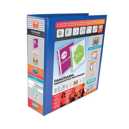 ELBA PANORAMA 65MM 4 D-RING PRESENTATION BINDER A4 BLUE (4 PACK) 400008675