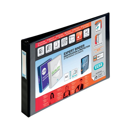 ELBA VISION 30MM 4D-RING BINDER OBLONG A3 BLACK 100082459