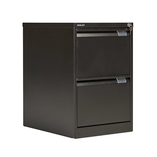 BISLEY 2 DRAWER FILING CABINET LOCKABLE 470X622X711MM BLACK BS2E BLACK