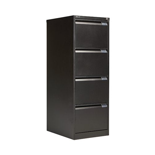 BISLEY 4 DRAWER FILING CABINET LOCKABLE 470X622X1321MM BLACK BS4E BLACK