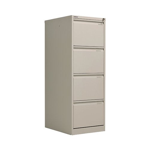 BISLEY 4 DRAWER FILING CABINET LOCKABLE 470X622X1321MM GOOSE GREY BS4EGY
