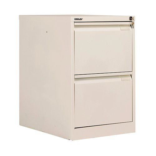 BISLEY 2 DRAWER FILING CABINET LOCKABLE 470X622X711MM CHALK BS2E/CHK