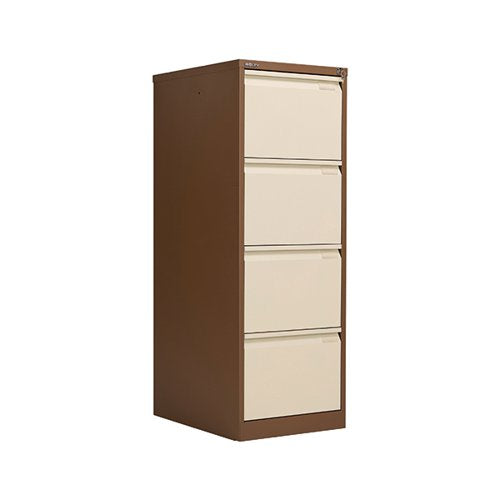 BISLEY 4 DRAWER FILING CABINET LOCKABLE 470X622X1321MM COFFEE/CREAM BS4EC/C
