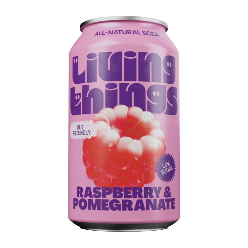 LIVING THINGS RASPBERRY & POMEGRANATE PREBIOTIC SODA (330ml) x 12