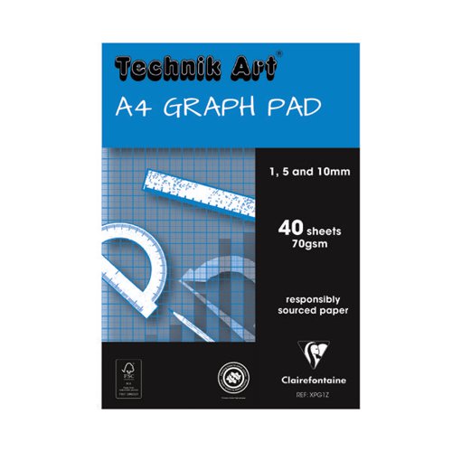 CLAIREFONTAINE TECHNIK ART 1/5/10MM GRAPH PAD 40 LEAF XPG1
