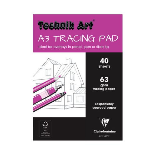 CLAIREFONTAINE TECHNIK ART TRACING PAD 63GSM A3 40 SHEETS XP